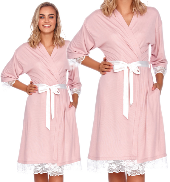 Szlafrok SWW.9710 wygodny polski , różowy