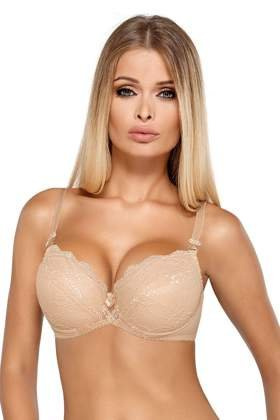 Biustonosz push-up VESTA z koronki, beż