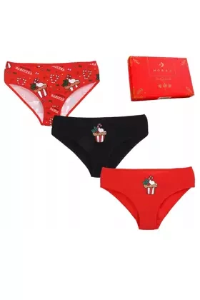 Figi damskie świąteczne BDM500-006 3sztuki bawełna