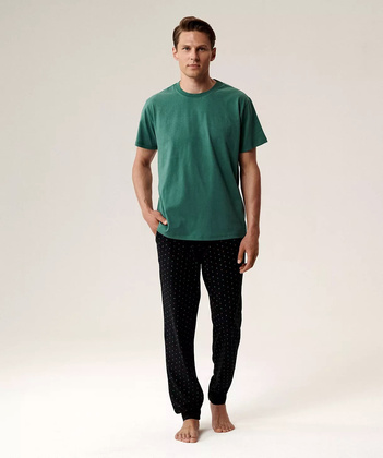 Piżama Atlantic NMP-388 kr/r S-2XL męska zielony-czarny