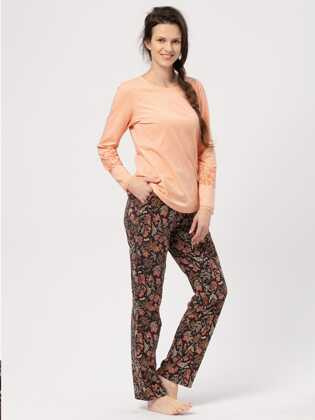 Piżama Key LNS 785 B24 dł/r S-XL łososiowy-granatowy