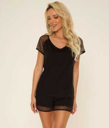 Piżama De Lafense 766 Carmel kr/r S-2XL czarny