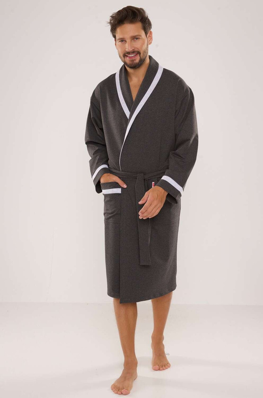 Szlafrok De Lafanse 564 Bruno M-2XL męski melanż jasny