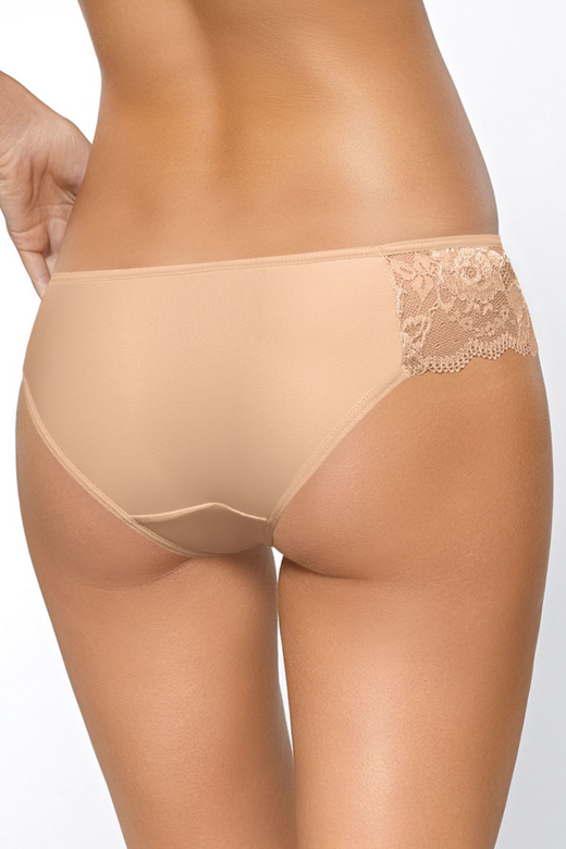 Figi CLEO z haftem i koronką, beżowy