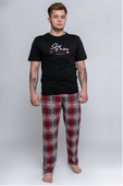 Długa męska piżama w kratę JACOB, czarny