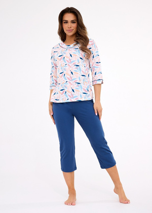 Piżama Cornette 732/452 Amelia 2 3/4 M-2XL damska biały-morski