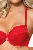 Biustonosz push-up SEFIA z koronką, czerwony