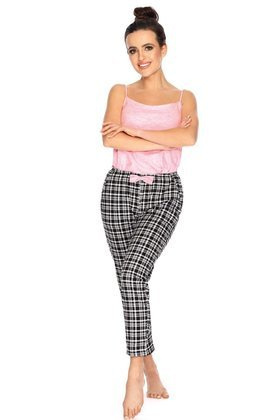 P-677/2 Piżama z długimi spodniami w kratkę 100% bawełna