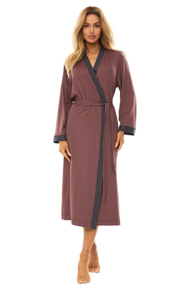 Szlafrok L&L 2505 długi M-2XL wiskoza damski śliwkowy