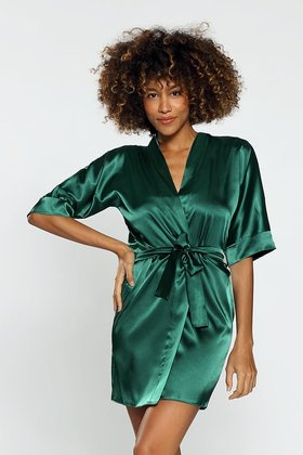 Klasyczna podomka z satyny Dkaren 90, zieleń