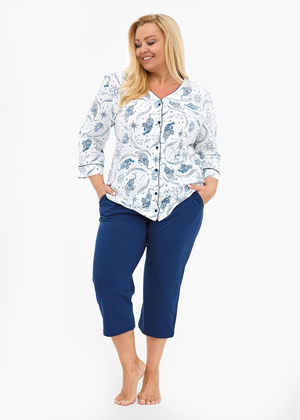 Piżama Cornette 162/446 Kristin 2 3/4 3XL-5XL damska rozpinana ecru