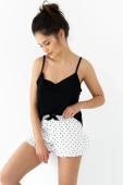 Wiskozowa krótka piżama w groszki Elif, czarna