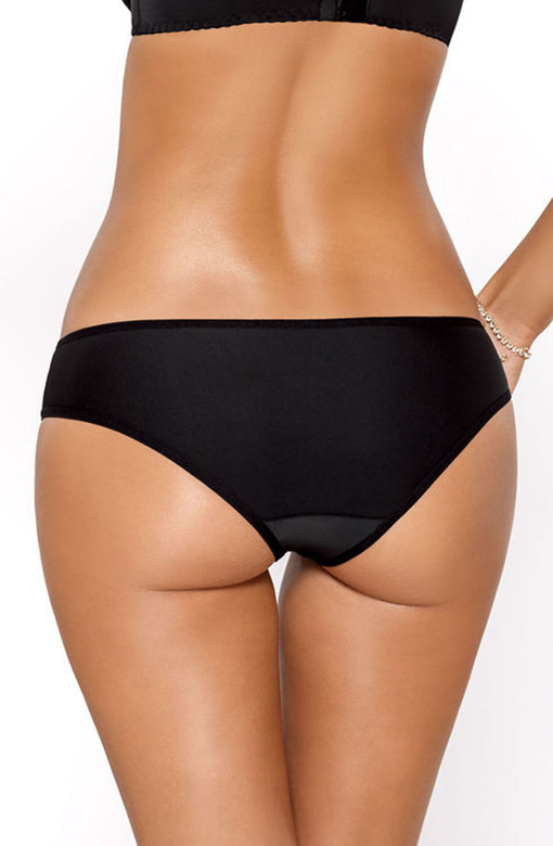 NADINE Figi z kwiatowym haftem, czerń