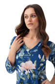 Koszula Luna 197 3/4 S-2XL damska wrzosowy-kwiatki