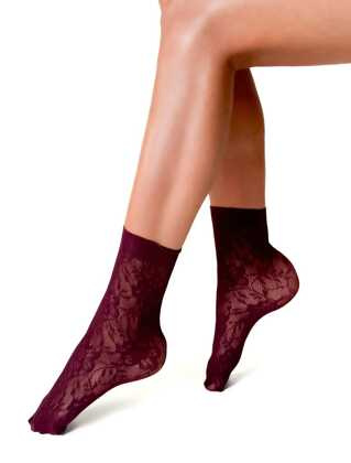 Skarpetki Veneziana Rosa Stile Ażur bordeaux