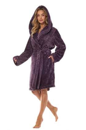 Szlafrok L&L 2416 Robin S-XL damski ametyst