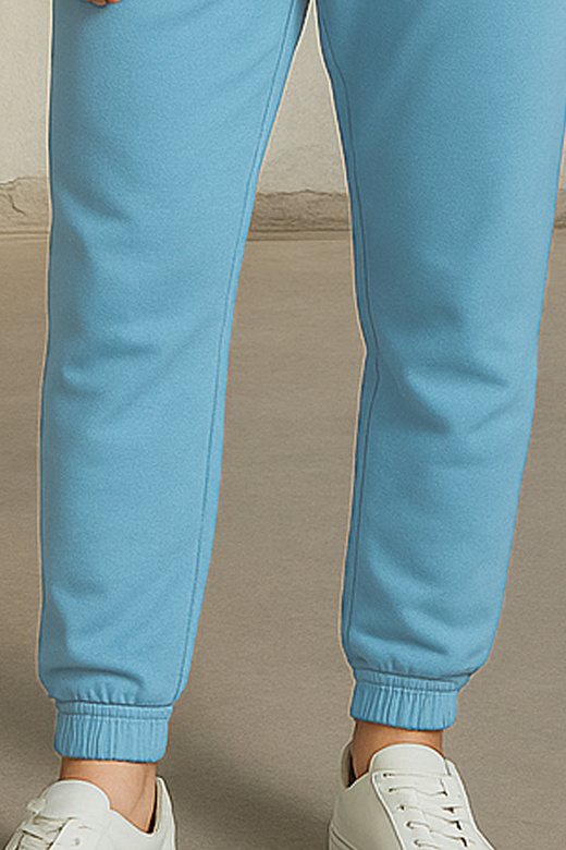 Męskie spodnie dresowe jogger z marszczonymi ściągaczami i kieszeniami, błękitne
