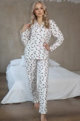 Urocza zapinana miękka piżama damska Saba, ecru