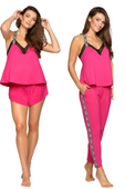 P-695 SET Piżama 3-częściowa koszulka+spodenki+spodnie, fuksja