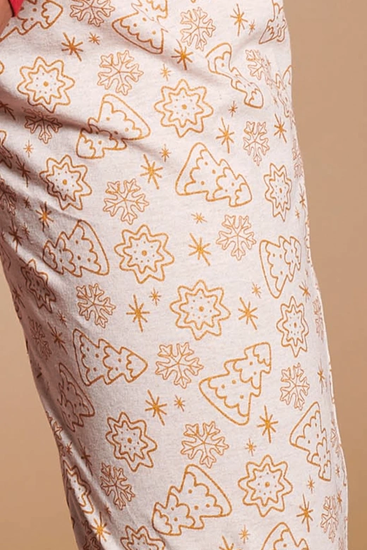 Świąteczna piżama z kieszonką i nadrukiem piernikowym GRETEL, czerwona