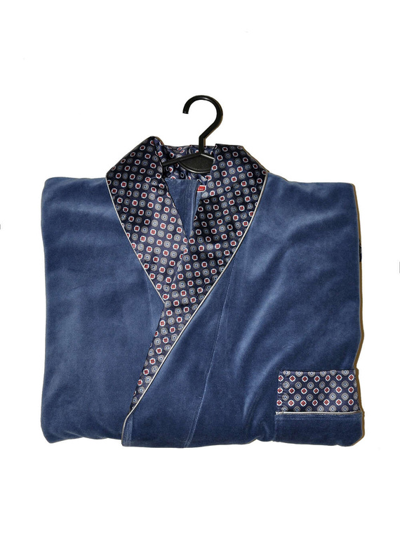 Szlafrok De Lafense Bonjur 773 długi M-2XL męski granatowy