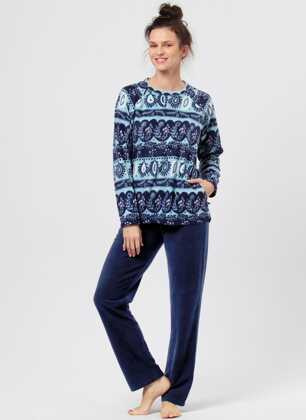 Piżama Key LHS 894 B24 dł/r S-XL niebieski-granatowy