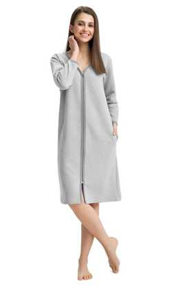 Szlafrok Luna 214 dł/r M-2XL damski szary