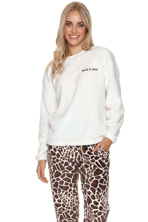 Mega ciepła piżama damska polar polska 4582, mleko