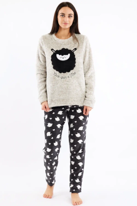 Ciepła miękka długa damska piżama KRISTEL,szara