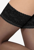 MICHELLE 01 Pończochy samonośne z koronką, czerń