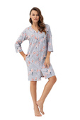 Szlafrok Luna 392 M-2XL L24 damski szary kwiaty