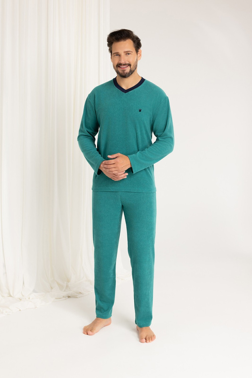 Piżama Regina 489 dł/r Frotte M-XL męska zielony