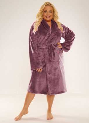 Szlafrok De Lafense 628 Abigail długi M-2XL damski jagodowy