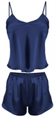 Komplet: satynowa koszulka + szorty KAREN, granat