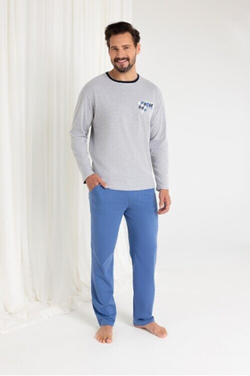 Piżama Regina 484 dł/r 2XL-3XL Z25/26 męska melanż jasny