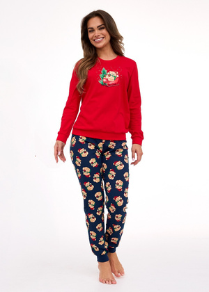 Piżama Cornette 671/422 Teddy dł/r Christmas S-2XL damska czerwony