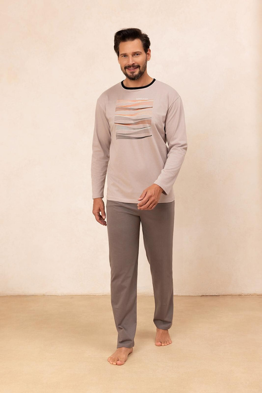 Piżama Regina 492 dł/r M-XL Z25/26 męska beżowy