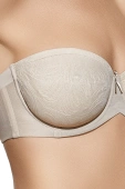 Biustonosz bez ramiączek na fiszbinach SANDRA, tierra-beż