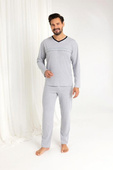 Piżama Regina 485 dł/r 2XL-3XL Z25/26 męska melanż jasny