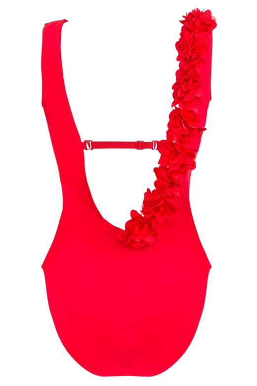 Strój kąpielowy jednoczęściowy Cubalove z falbanką, czerwony