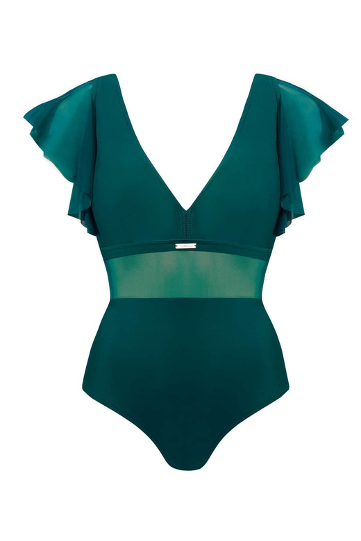 Strój jednoczęściowy z falbaną Canoy 16 polski, zielony