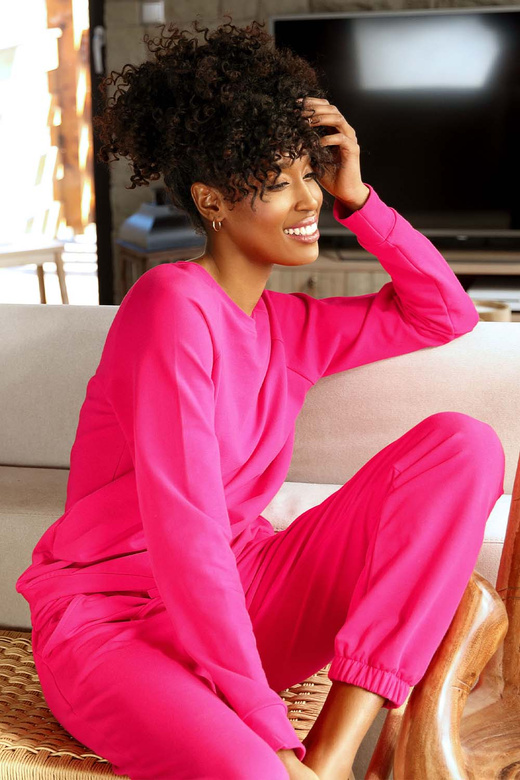 Modny komplet damski/dres ze ściągaczami Wenezja, malina