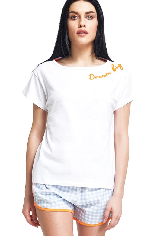 Letnia krótka piżama damska z bawełny Sundari, niebieska