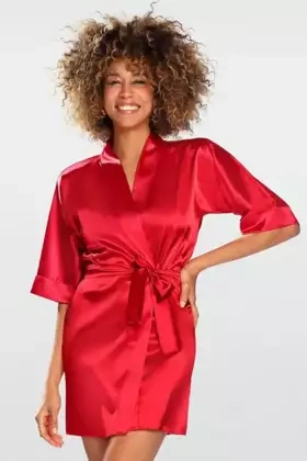 Klasyczna podomka z satyny Dkaren 90, czerwień