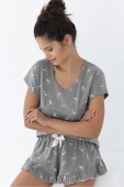 Polska, krótka bawełniana piżama Cecily, szara