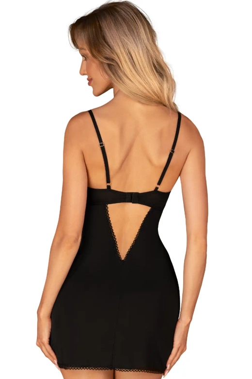 Koszulka z koronką ROSENTY CHEMISE, czarna