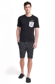 Męska piżama z krótkim rękawem i szortami Gianny, czarna