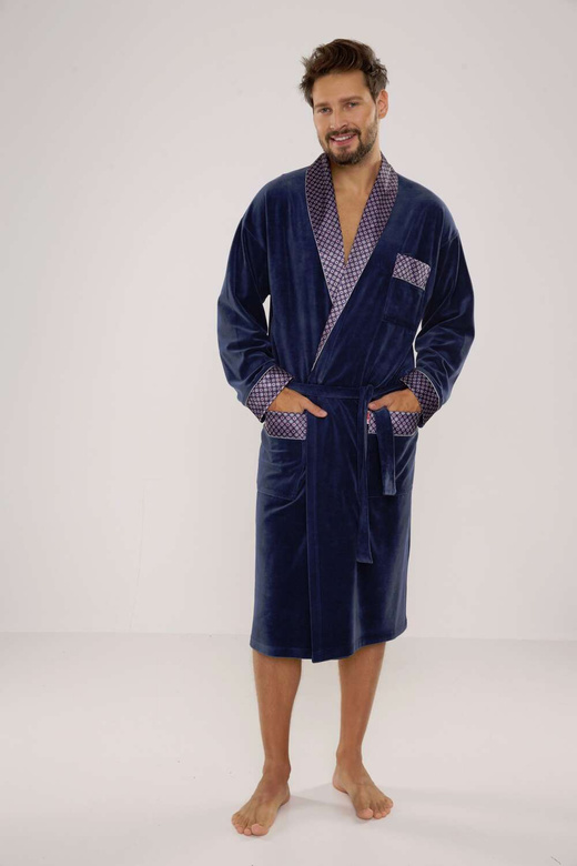 Szlafrok De Lafense Bonjur 773 długi M-2XL męski grafitowy