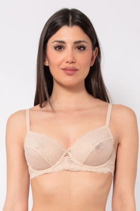 Miękki koronkowy biustonosz na fiszbinach Allure 2672, cipria/beżowy