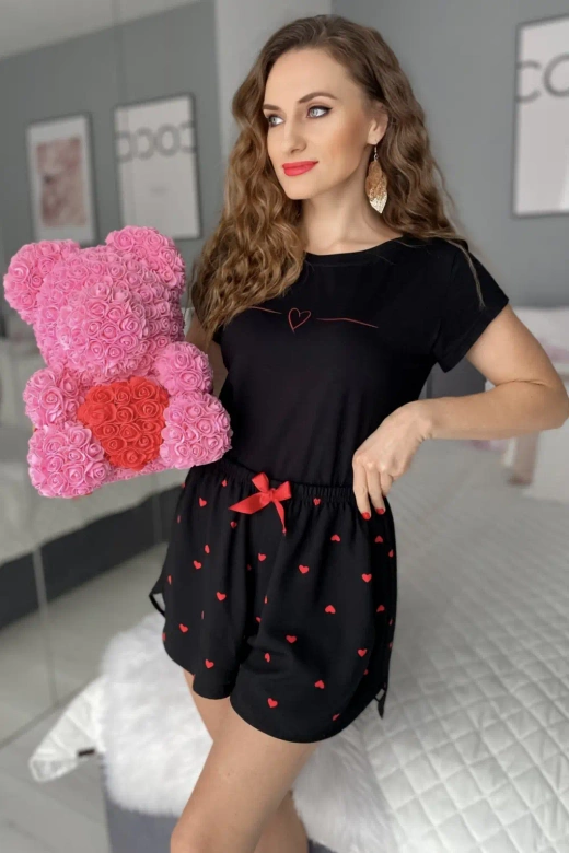 Piżama damska krótka WHIPSTER z wiskozy, czarna